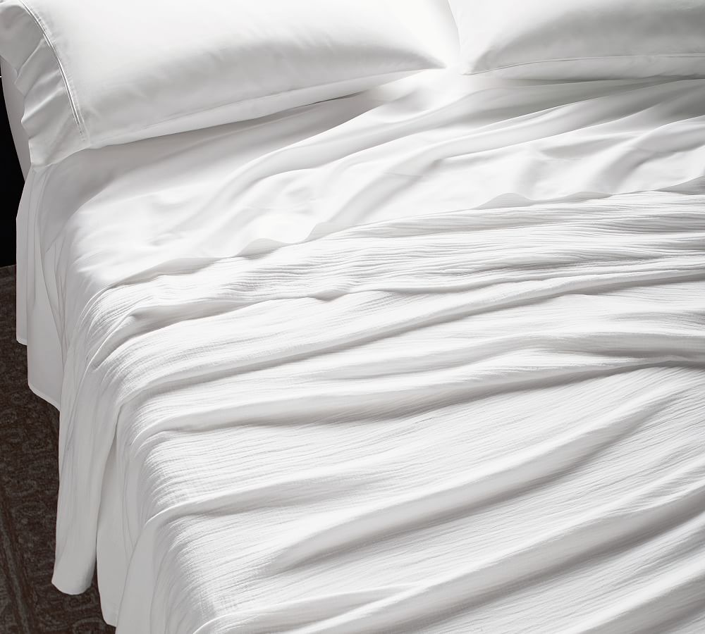 Gauze Matelasse Cotton Throw Blanket Pottery Barn