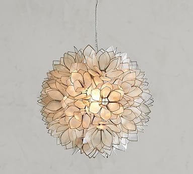 pink capiz chandelier