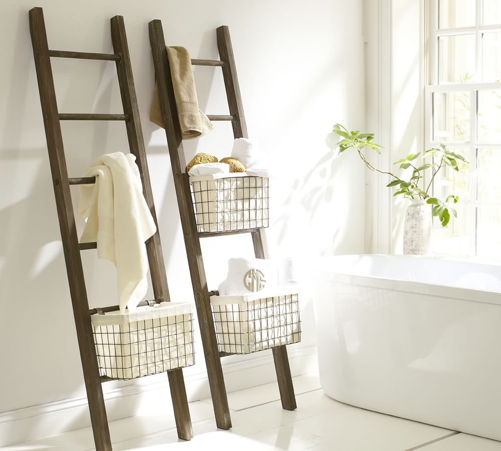 Lucas Reclaimed Wood Bath Ladder Storage Pottery Barn