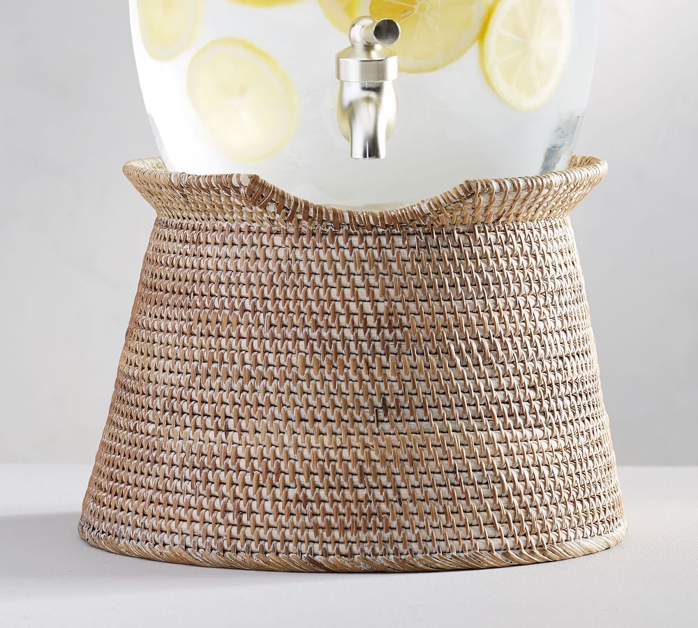 Tava Handwoven Rattan Drink Dispenser Stand Pottery Barn