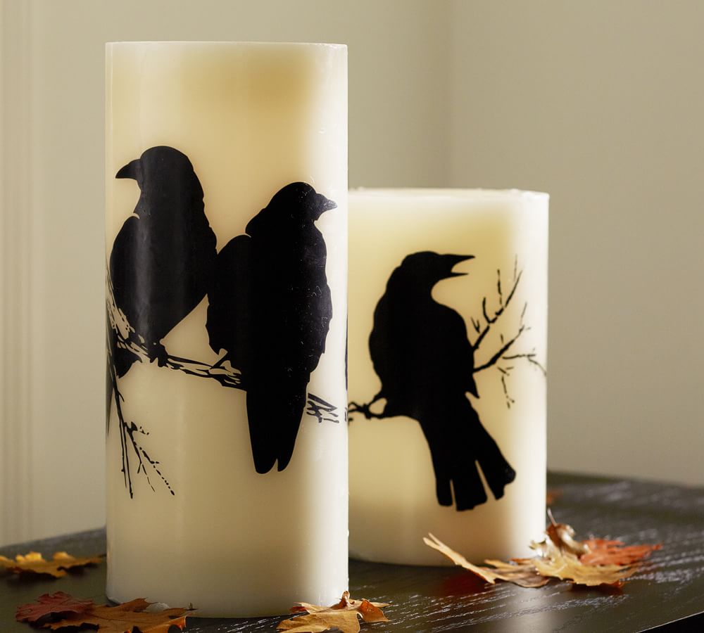 Flameless Raven Pillar Candle | Pottery Barn