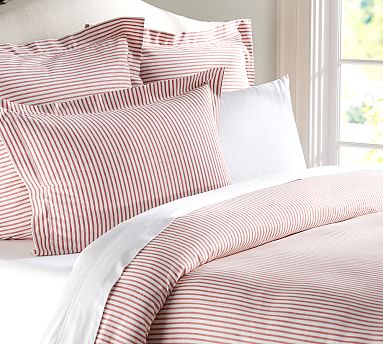 pottery barn ticking stripe duvet