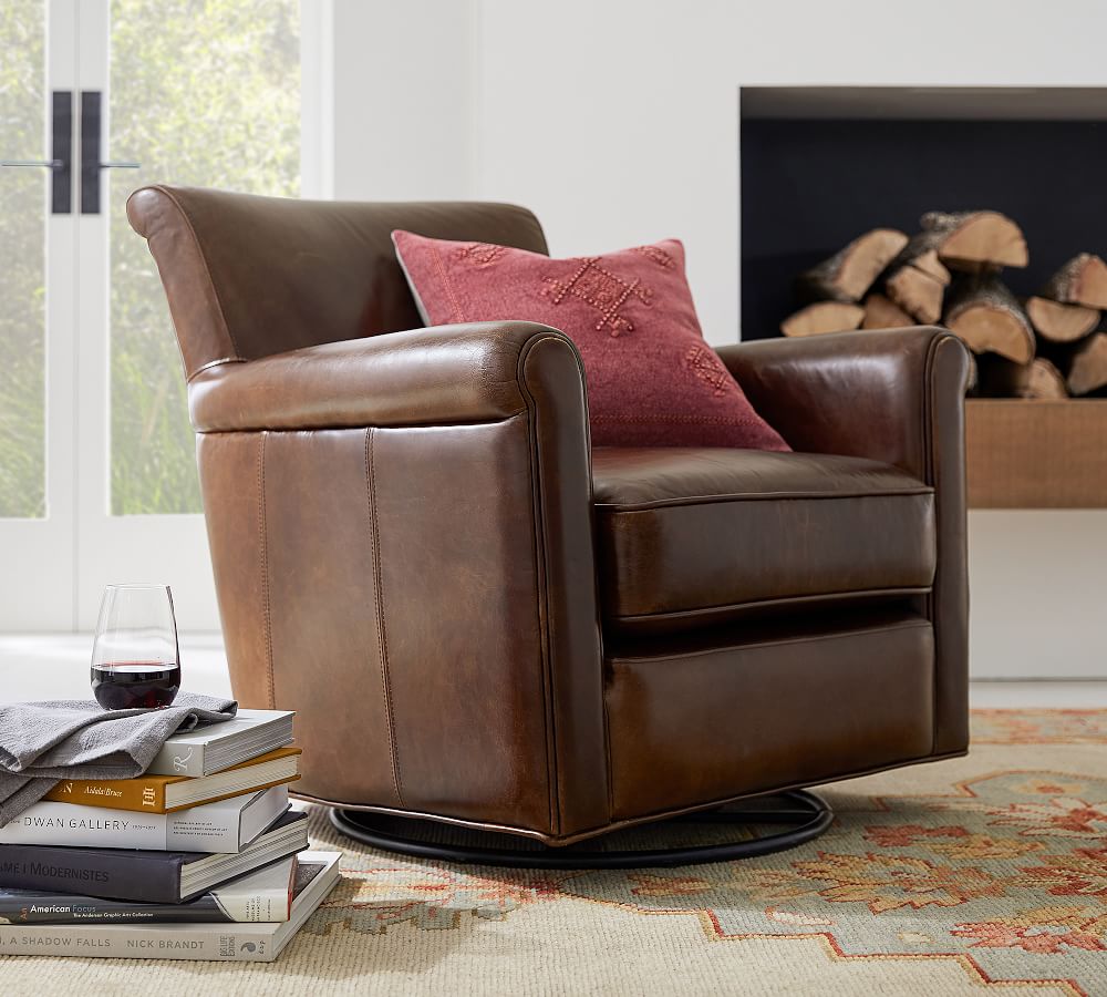 leather swivel rocker club chair