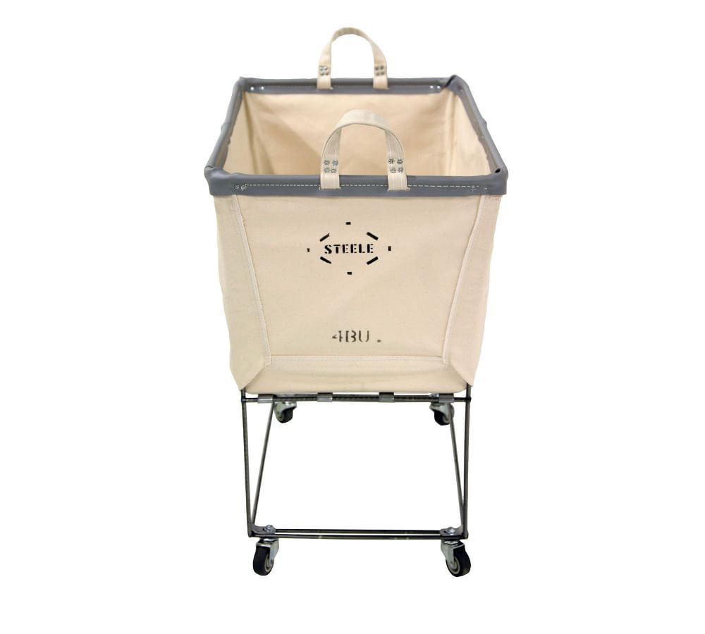 Medium Elevated Canvas Laundry Basket with Wheels Pottery Barn