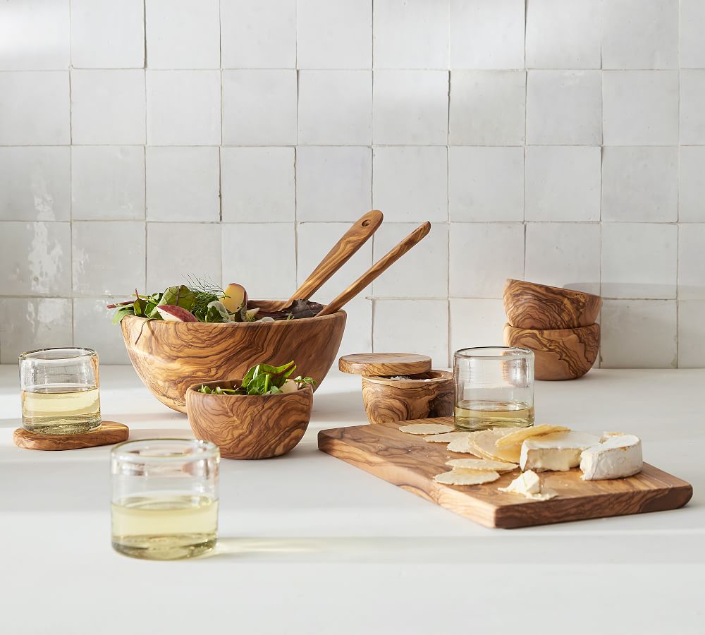 Olive Wood Rustic Edge Cheese & Charcuterie Board Pottery Barn