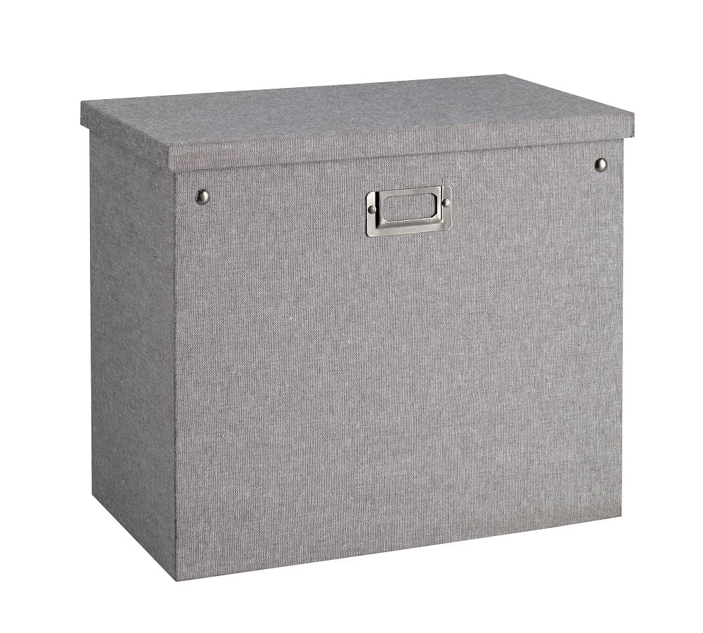 Gray Blythe Linen Desk Accessories, Tall File Box Pottery Barn