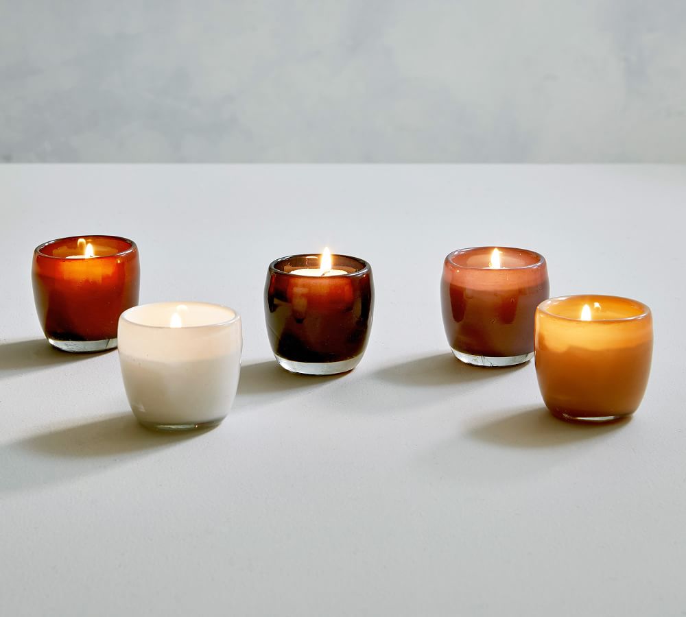 Modern Glass MultiColor Tealight Candleholders Set of 5 Pottery Barn