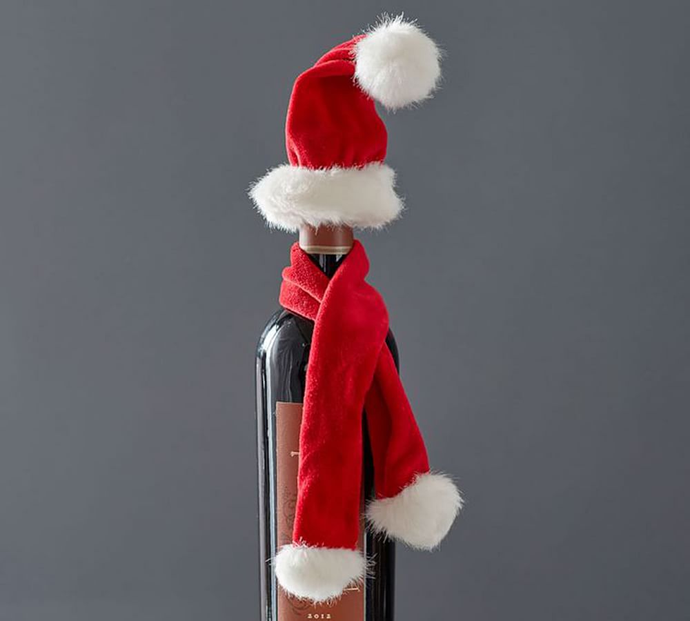 wine bottle santa hats