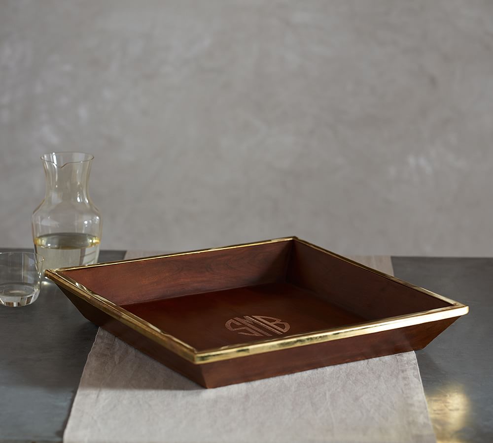 Taryn Wood and Brass Decorative Tray Pottery Barn