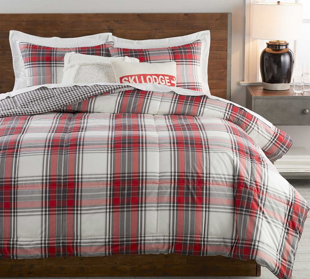 pottery barn plaid duvet