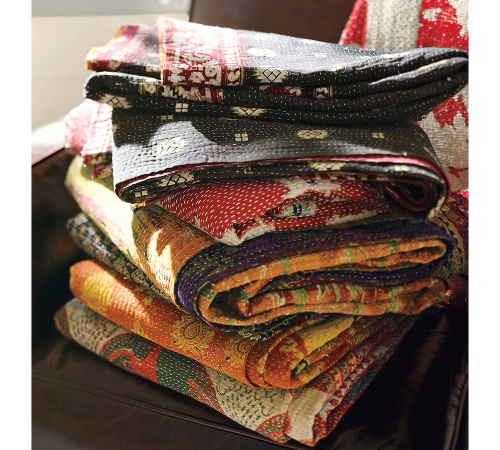 PB Found Authentic Kantha Throw | Pottery Barn