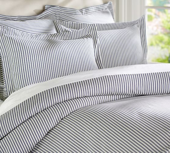 blue ticking stripe duvet