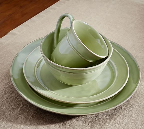 green pottery dishes