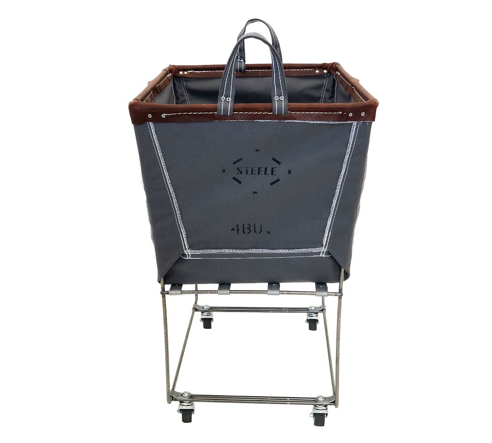 Medium Elevated Canvas Laundry Basket with Wheels Pottery Barn