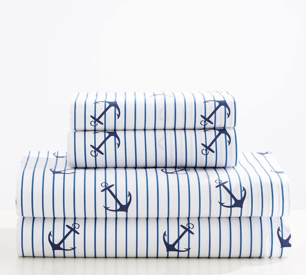 Anchor Stripe Organic Sheet Set | Pottery Barn