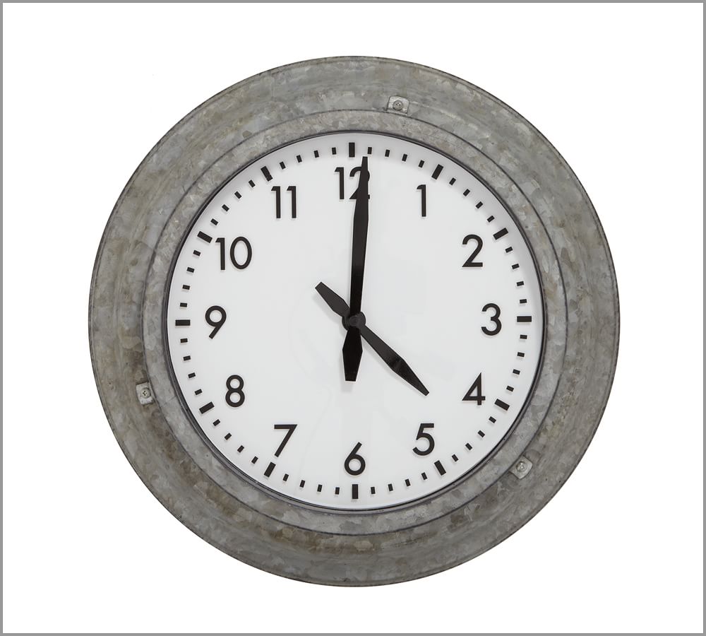 Galvanized Metal Outdoor Clock Pottery Barn