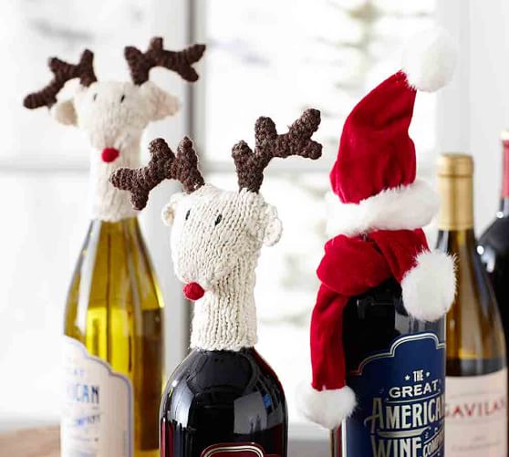 wine bottle santa hats