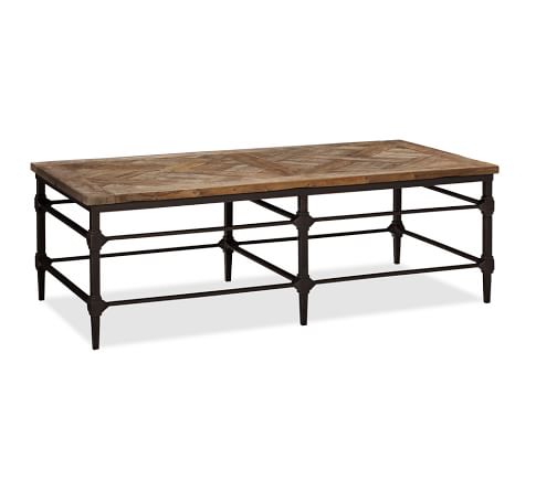 Parquet Reclaimed Wood & Metal Rectangular Coffee Table, 54
