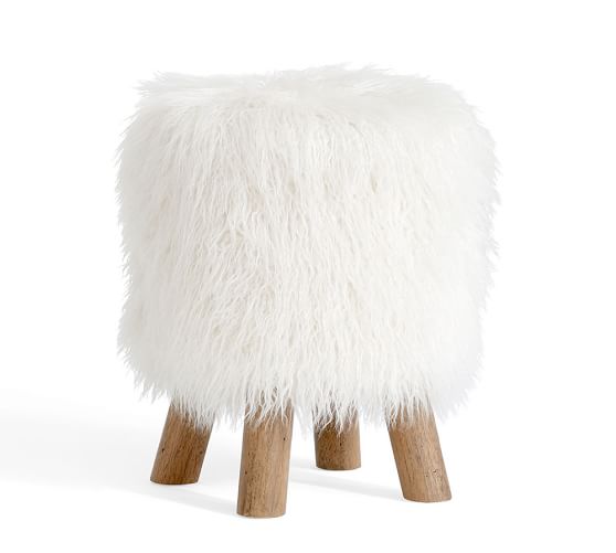 white faux stool