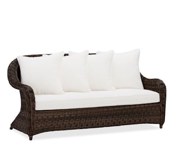 rolled arm wicker sofa