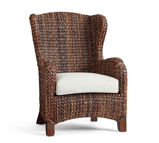 pottery barn seagrass wingback chair