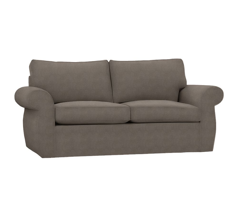 Pearce Roll Arm Sofa Slipcover, Performance Heathered Tweed Graphite ...