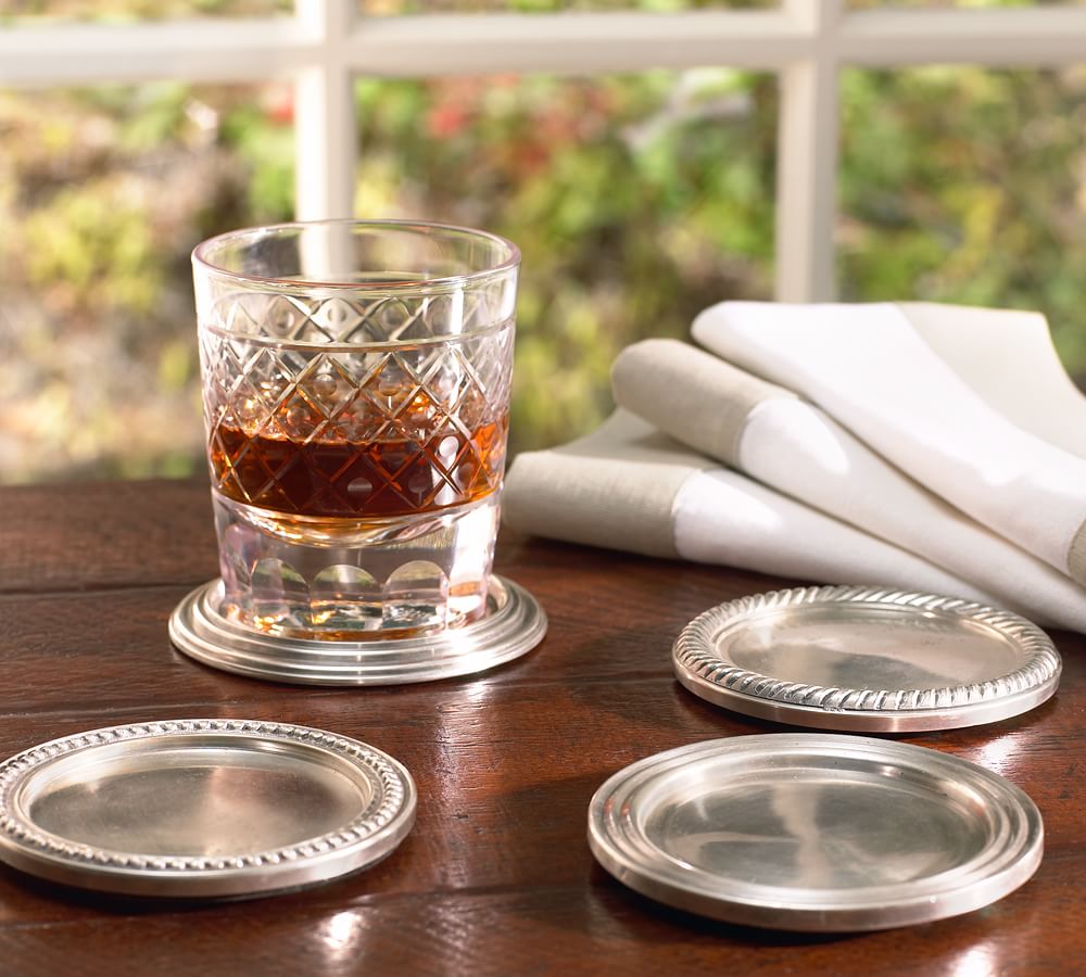 Antique Silver Drink Coasters, Set of 4 Pottery Barn