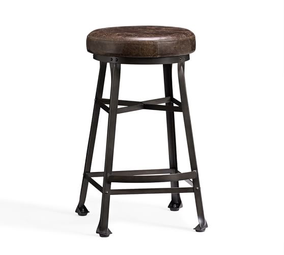 distressed leather bar stool