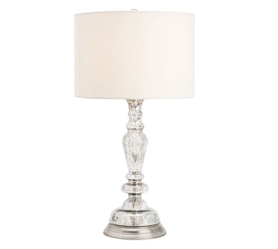 pottery barn silver lamp