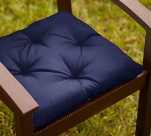 Tufted Dining Chair Cushion, Sunbrella® Navy
