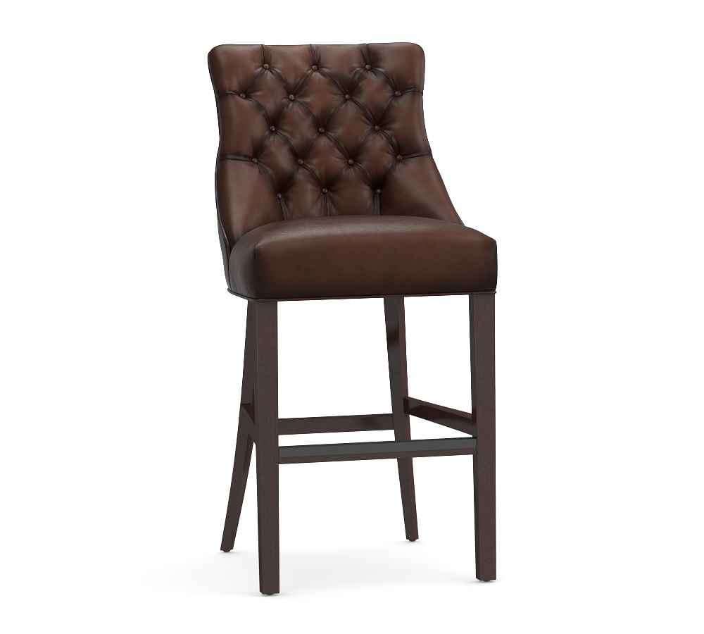 Hayes Tufted Leather Bar Stools Pottery Barn