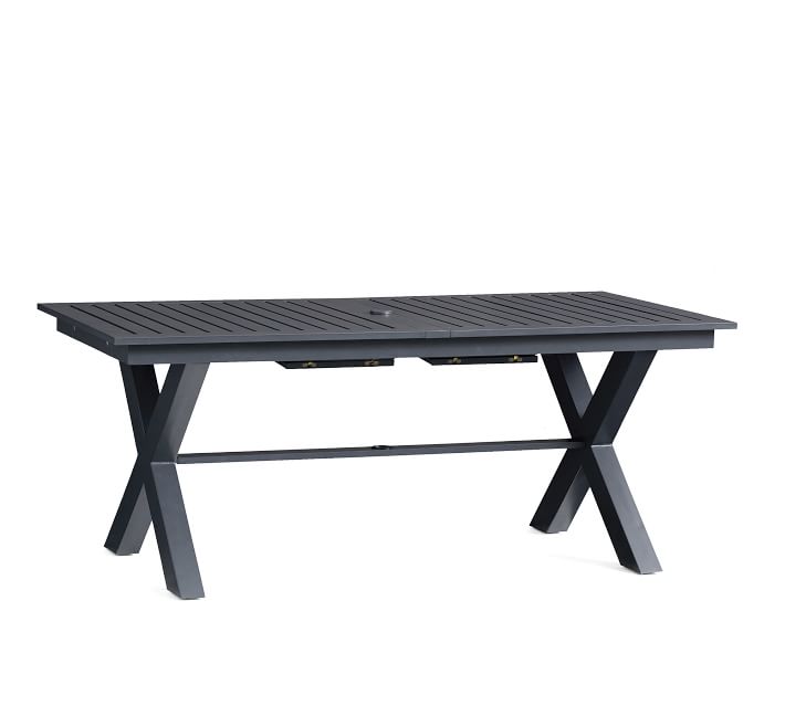 metal x base dining table