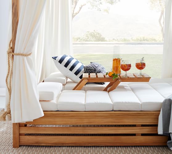 madera teak daybed double chaise lounge with canopy