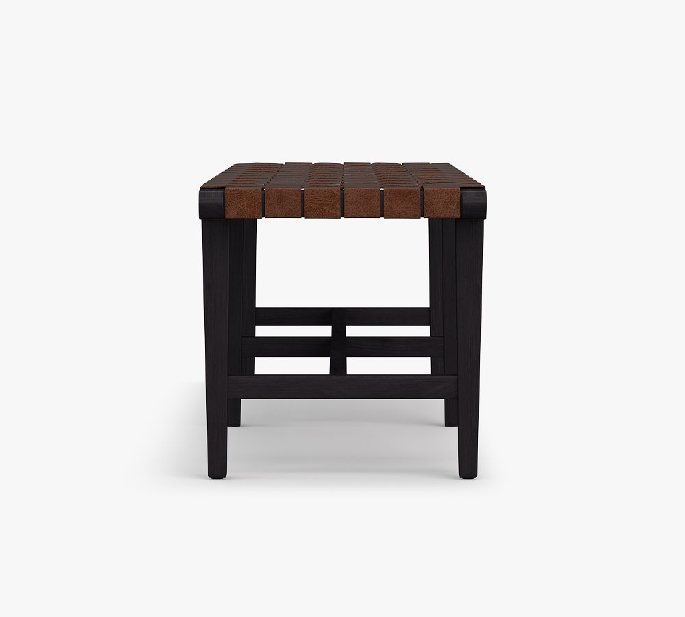 Fenton Woven Leather Bench Pottery Barn