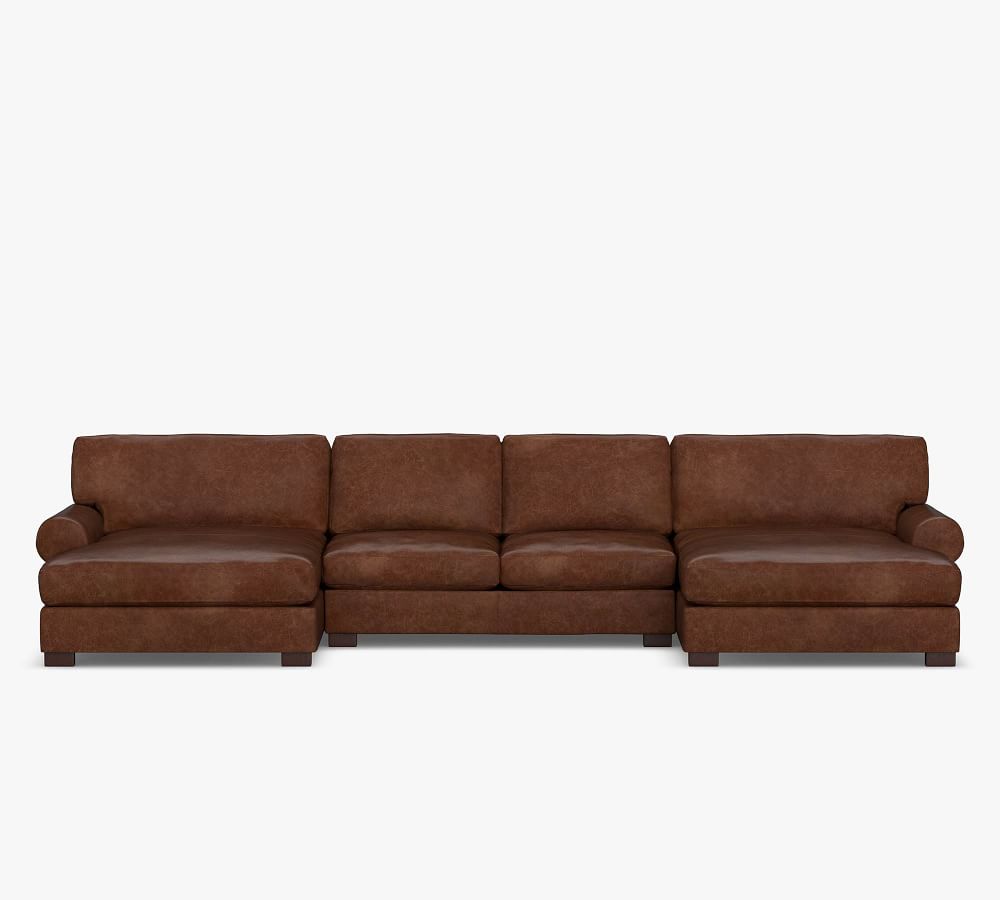 Turner Roll Arm Leather UShaped Double Chaise Sectional Pottery Barn