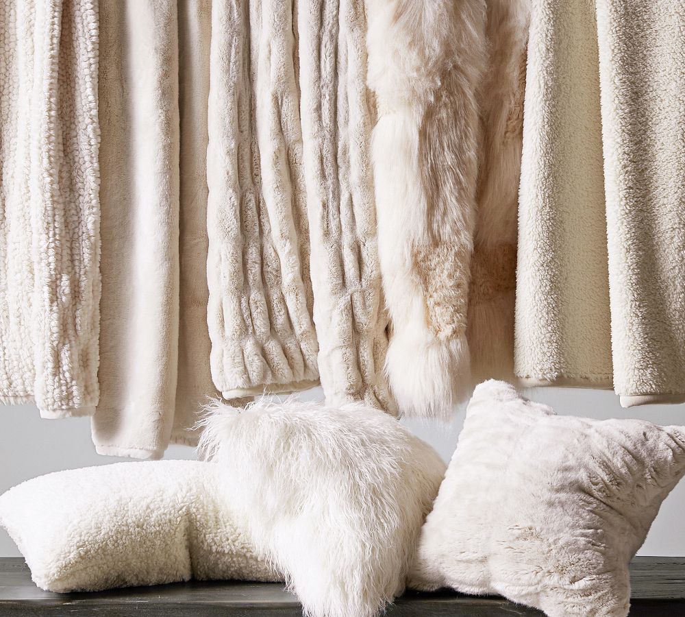 Mongolian Patchwork Faux Fur Throw Pottery Barn