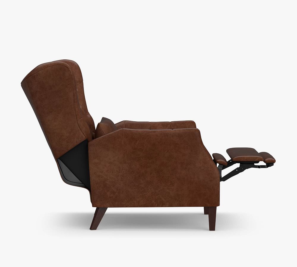 Champlain Square Arm Tufted Wingback Leather Recliner Pottery Barn