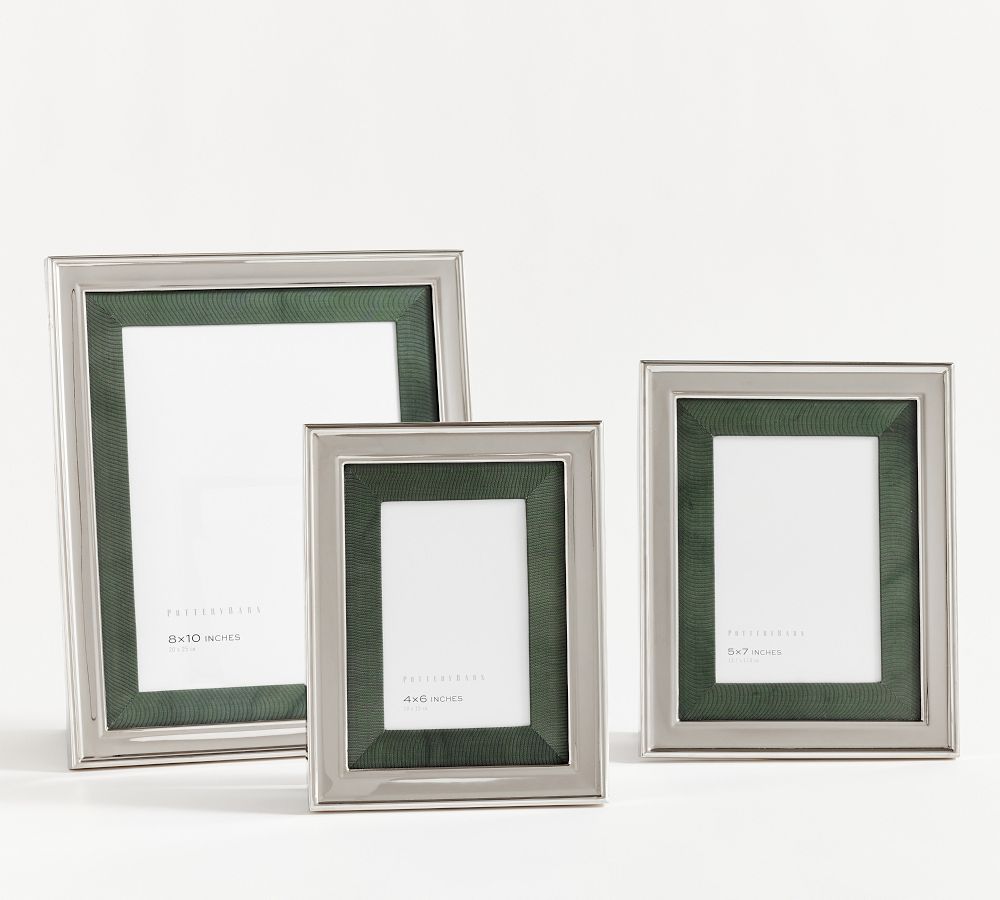 Personalized Silver-Plated Grosgrain Ribbon Mat Frames | Pottery Barn