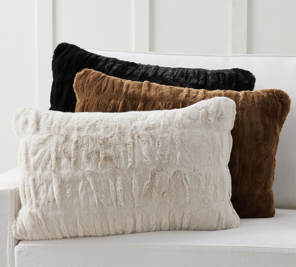 Faux Fur Ruched Lumbar Pillow Covers Pottery Barn