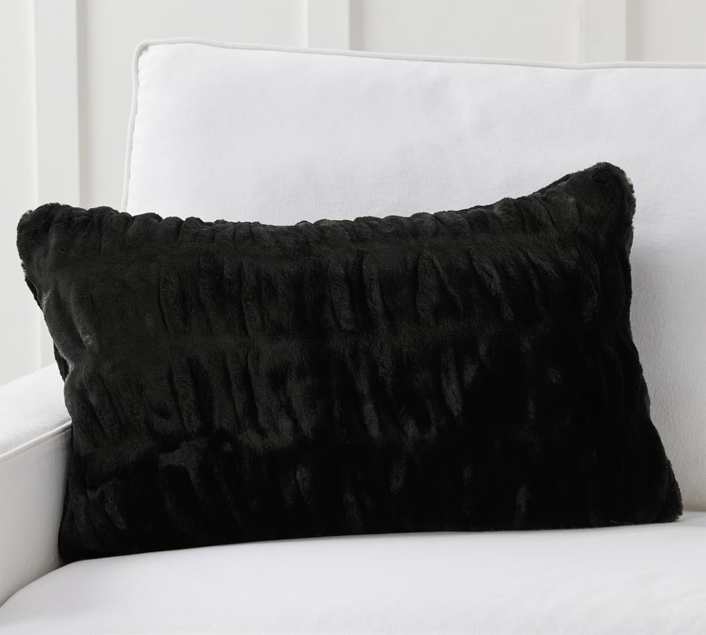 Faux Fur Ruched Lumbar Pillow Covers Pottery Barn