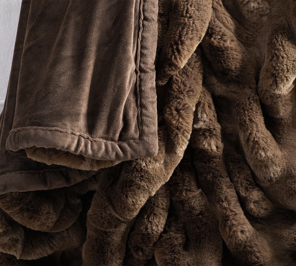Faux Fur Ruched Throw Blankets Pottery Barn