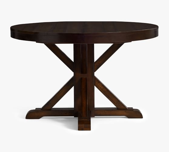 benchwright round pedestal extending dining table