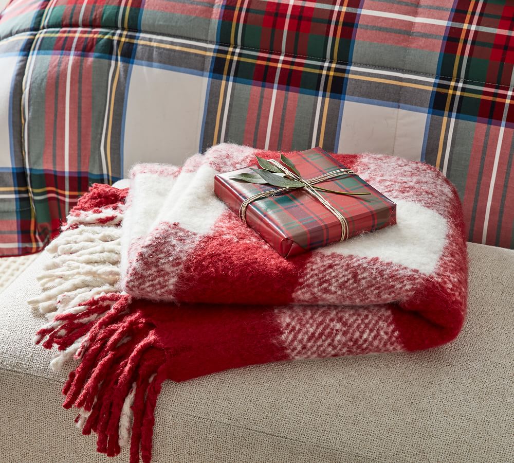 Buffalo Check Faux Mohair Throws Pottery Barn