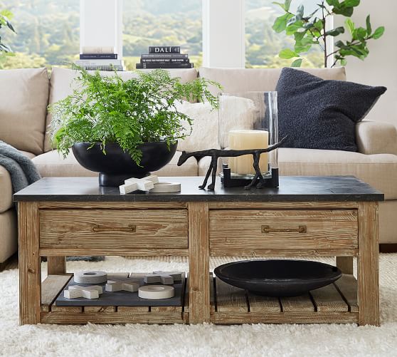 Junior Give minus Parker 50" Reclaimed Wood Coffee Table | Pottery Barn