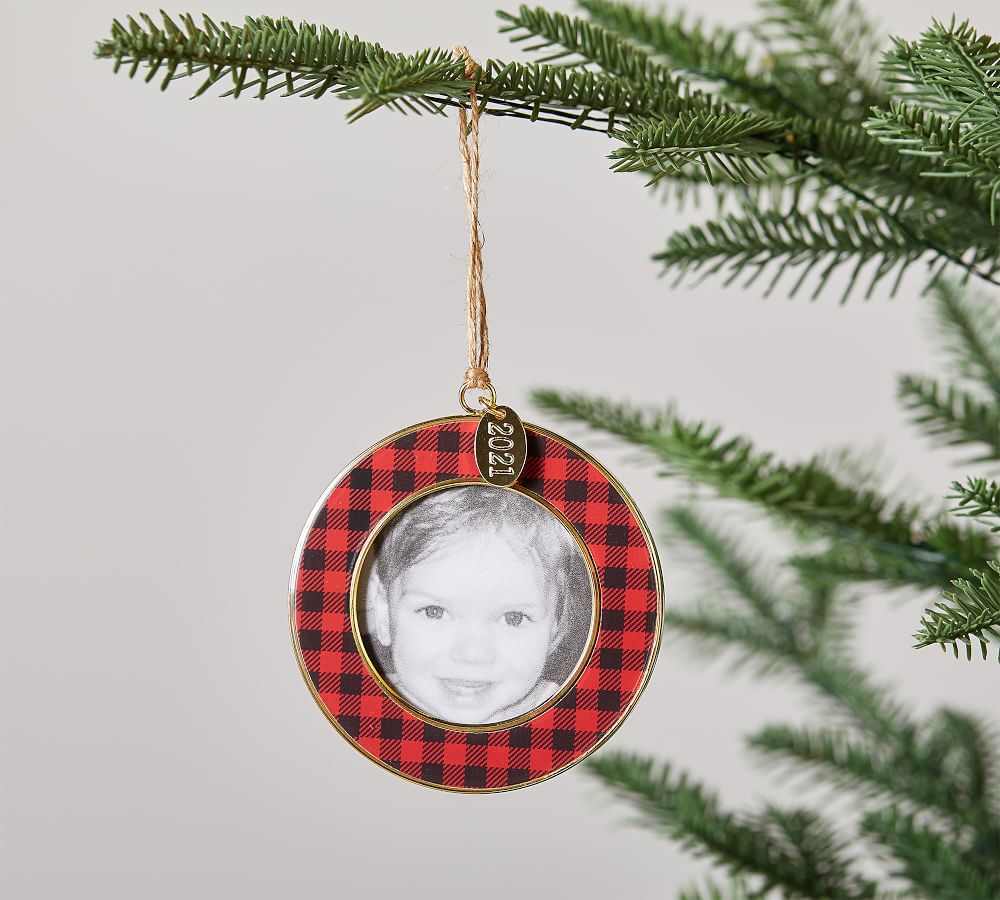 2021 Round Dated Enamel Frames - Buffalo Plaid | Pottery Barn