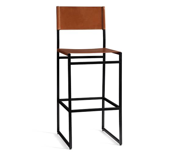 pottery barn hardy leather bar stool