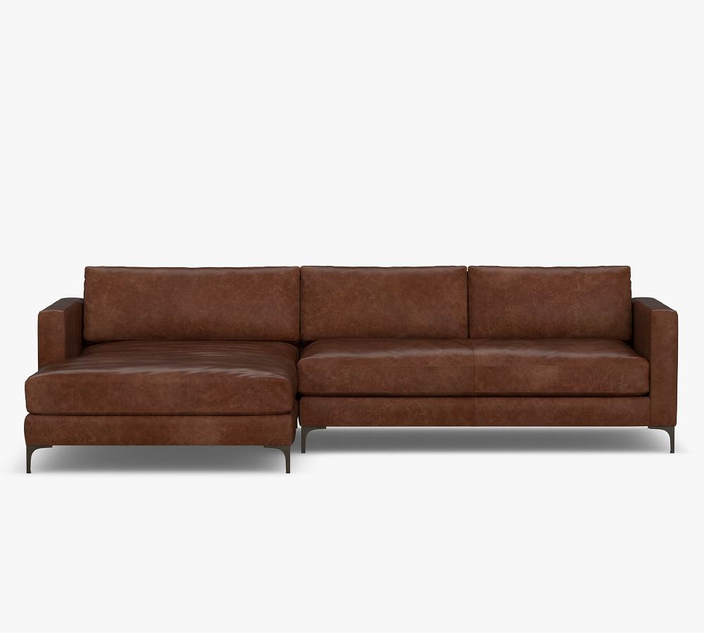 Jake Leather Sofa Double Wide Chaise Sectional Pottery Barn
