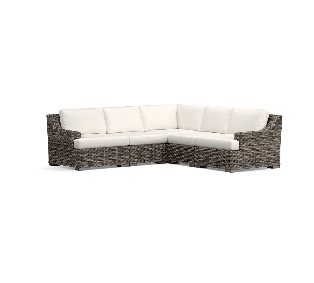 Huntington All-Weather Wicker Outdoor Sectional Slope Arm Set | Pottery ...