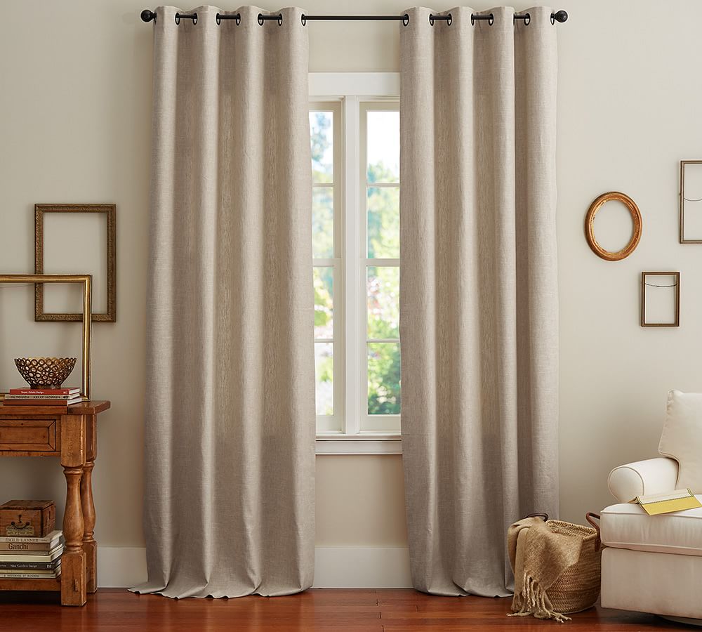 Emery Linen Grommet Blackout Curtain- Ivory | Pottery Barn