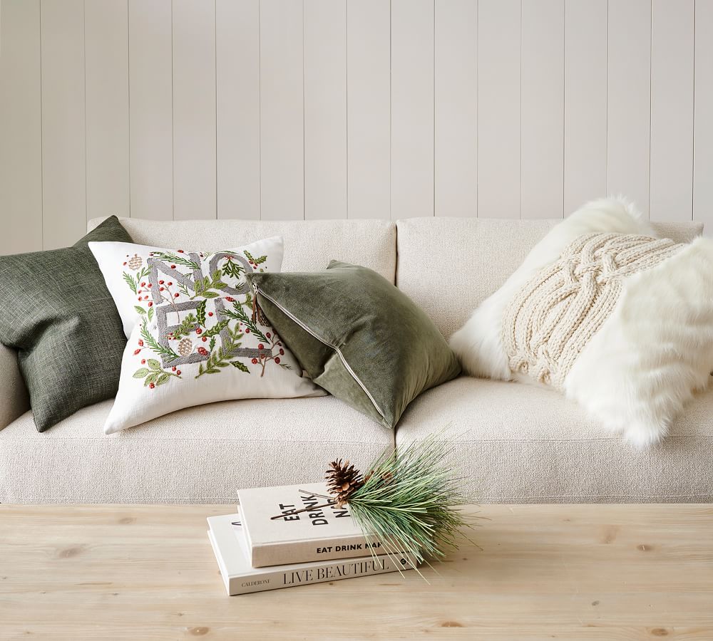 Cable Knit Faux Fur Pillow Cover | Pottery Barn